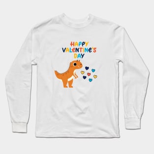 Happy Valentines Day Dinosaur Long Sleeve T-Shirt